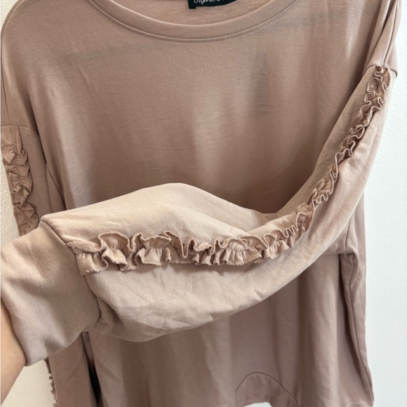 Oxford & Park Dusty Mauve Ruffle Sleeve Top 1X - Picture 2 of 5